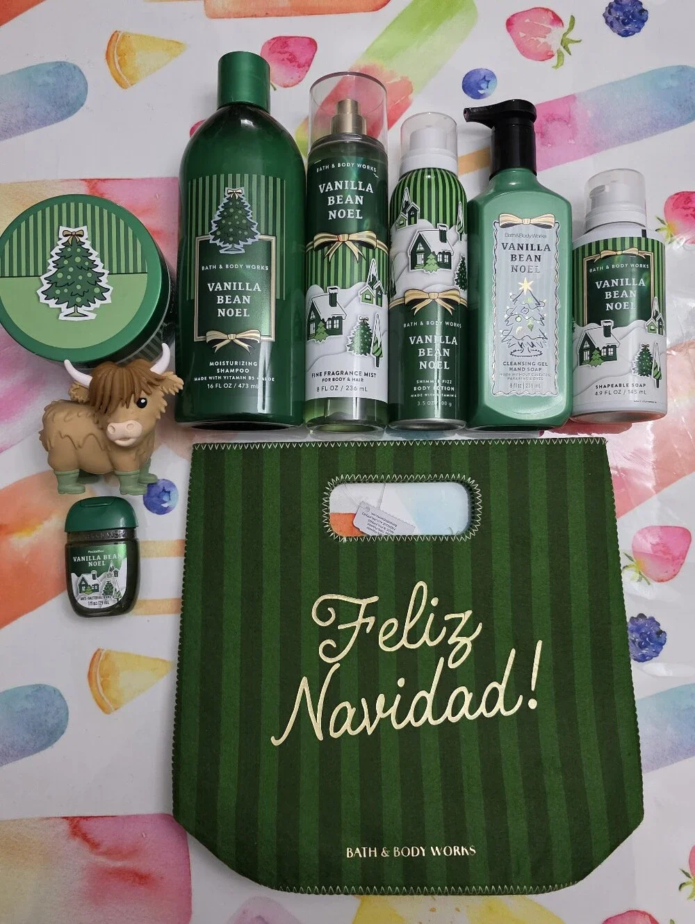 Bath & Body Works Vanilla Bean Noel Gift Set - Green Holiday Collection 9 Piece